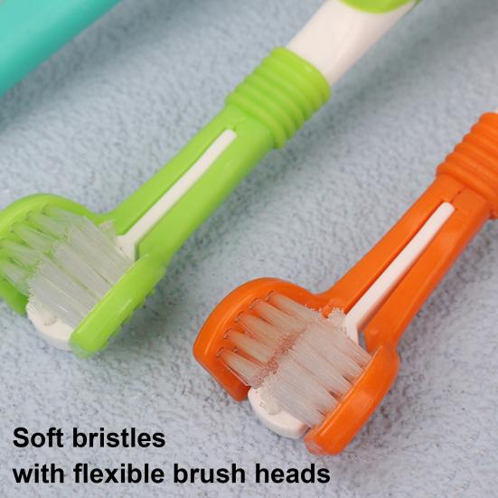 3-Sided Pet Toothbrush Removing Bad Breath Tartar Dog Toothbrush Cat Dental Care Mouth Cleaning Brush for Dogs And Cats