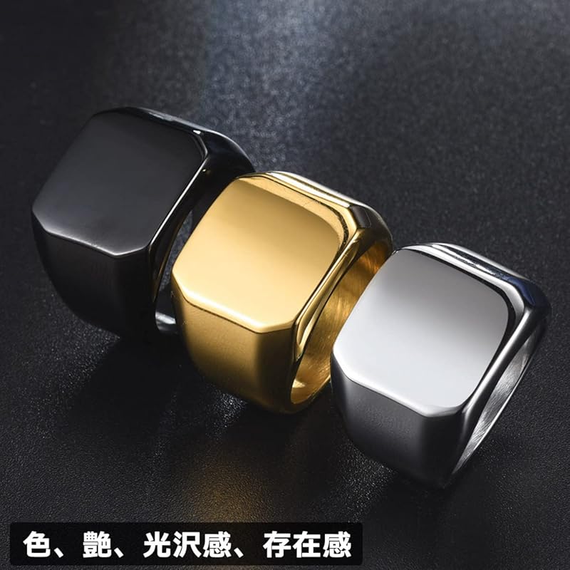 Kesaeki Ring Men's Ring 1 Piece Set Stainless Silver South Korea Seal Stand No. 9