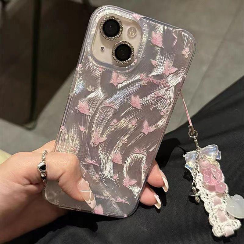 Розовый кулон-перо бабочки чехол для мобильного телефона для iPhone17ProMax Apple 16/15/14 противоударный мягкий чехол
