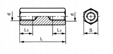 Coupling Nut with Internal Thread M3X10 Galvanized 100 Pcs
