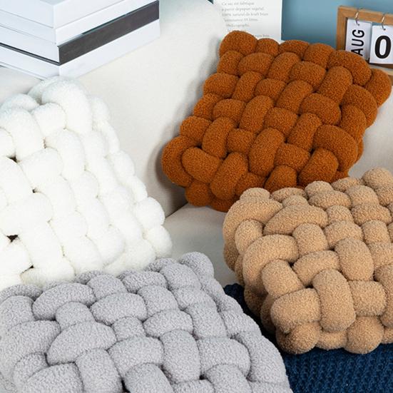 Декоративная подушка эластичная пушистая мягкая на ощупь квадратная плетеная подушка для сиденья стула из шерпы