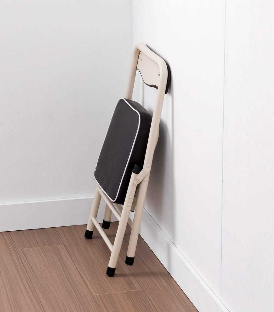 Takeda Corporation Folding Chair with Low [Folding/pipe Chair/kitchen Chair] Backrest, Type, Office, Steel/metal, Brown/beige