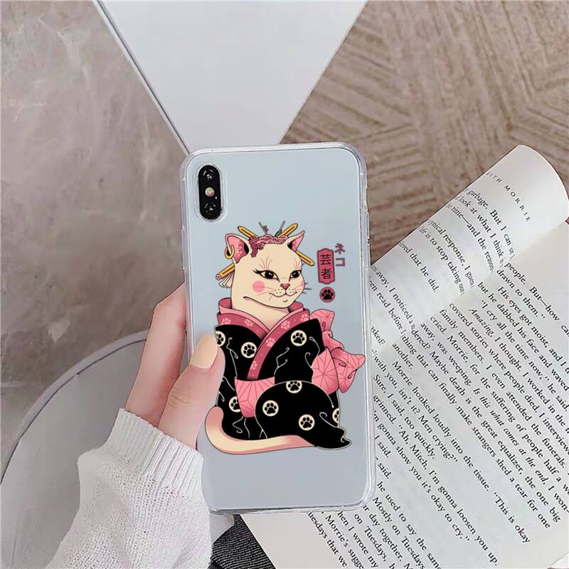 Чехол для телефона JAMULAR Neko Ramen Japan Cat Anime для iPhone 11 12 13 mini pro XS MAX 8 7 6 6S Plus X 5S SE 2020 XR, прозрачный чехол