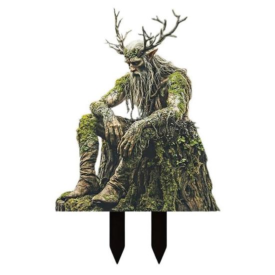 Деревянный эльф Акриловая табличка Колышек Устойчивый к погодным условиям 2D Плоский Фея Колышек Растения Горшок Украшение В помещении На улице Сад Двор Газон Патио Орнамент