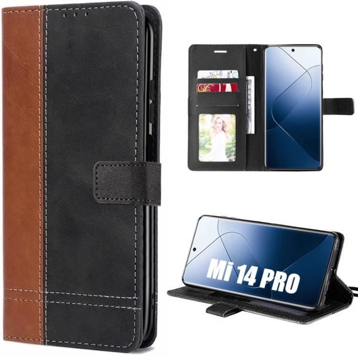 Coque - Xiaomi - 14 Pro - Cuir PU Bicolore - Anti-choc TPU - Support Réglable
