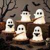 Halloween Luminous Mini Ghost Statue Soft  Glow In Dark Ornament Cute Spooky Table Decor for Baking Topper Handcraft Holiday