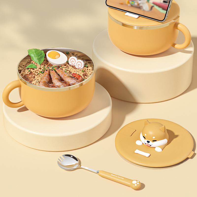 1200 мл Нержавеющая сталь Миска для лапши быстрого приготовления с крышкой-фильтром Фруктовый салат Суп Рамен Миски Посуда Кухонные принадлежности Ланч-бокс