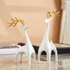 1 Pair Elk Deer Statues Figurines Desktop Ornament for Bookshelf Cabinets Versatile Resin Sculpture