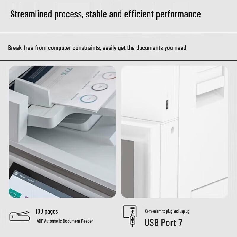 HP E78523DN A3 Color Multifunction Printer CN plug (adapter included)