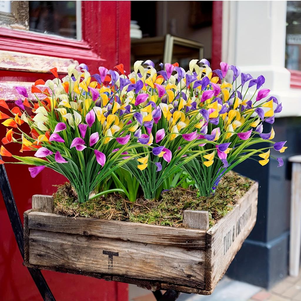 Искусственные тюльпаны, яркие смешанные цвета - реалистичные пластиковые цветы для внутреннего и наружного декора, отлично подходят для декора дома, крыльца и кладбища