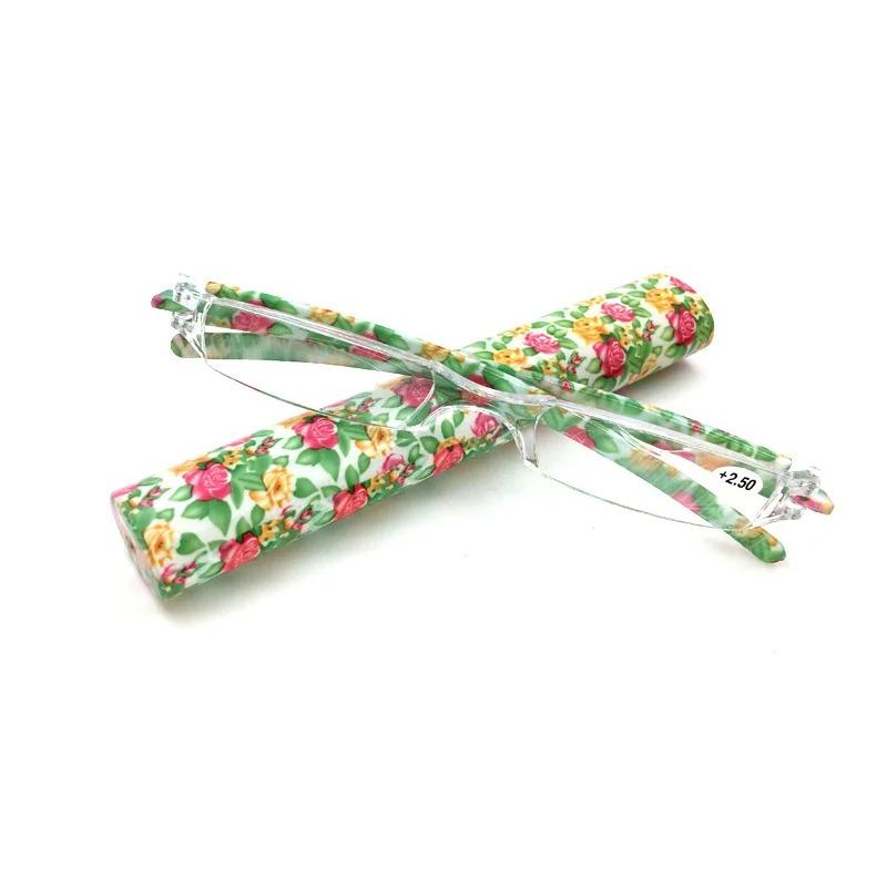 Mini Folding Reading Glasses Women Men Computer Glasses +1.0 To 4.0 Alloy Portable Container Presbyopia Pen Glasses With Box