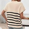 Женская мода повседневный свободный темперамент круглый вырез в полоску контрастного цвета с коротким рукавом свитер