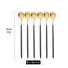 6Pcs Coffee Stirring Spoon Cutlery Set Juice Black Gold Tea Spoon Dinnerware Ice Cream Long Handle Scoop Tableware Kitchen Tools