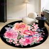 Retro Elegant Big Flower 3D Carpet Round Chair Mat Classical Coffee Table Rug Hallway European Style Decoration Bedside Carpet