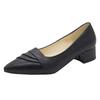 New Spring Single Shoes for Women's Middle Heel Spring and Autumn Black Soft Sole Leather Shoes Thick Heel Work Women's Shoes