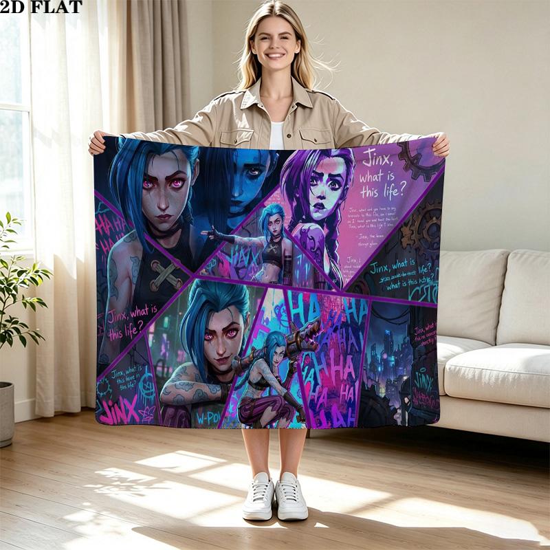 Jinx Print Flannel Blanket High Quality Warm Comfortable Cover for All Seasons Perfect for Gifts Home Decor