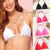 Black Solid Tie-Up Bikini Top - Women's European & American Beach Fashion