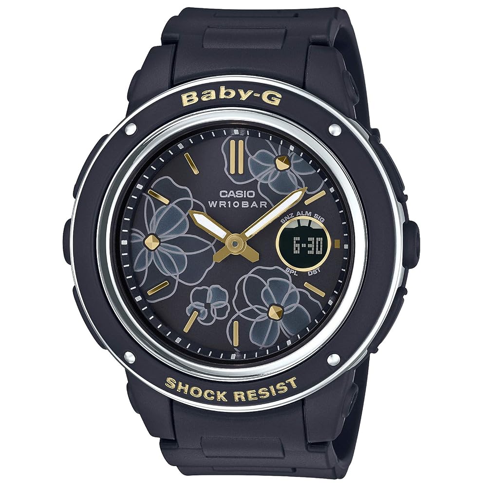Женские часы BABY-G Серия с цветочным циферблатом BGA-150FL-1AJF Черные