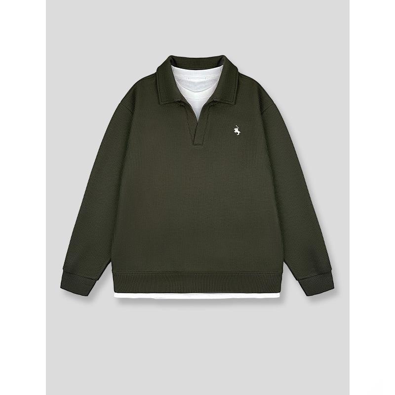 Men's Trendy Solid Color Lapel Hoodie - Autumn/Winter Casual Loose Fashion Top