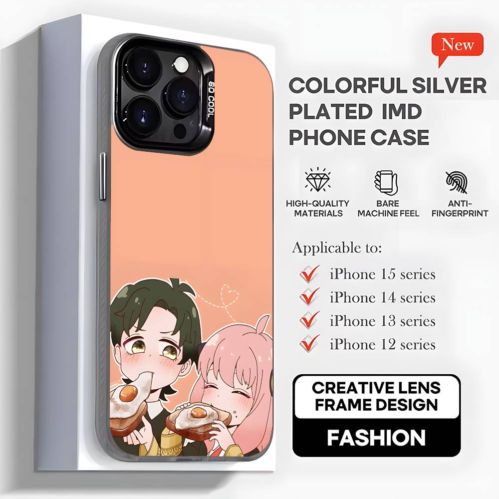 Cute A-Anya Cartoon Phone Case For iPhone 16,15,14,13,12,11,Mini,Pro,MAX,plus,Black Matte Shockproof Cover