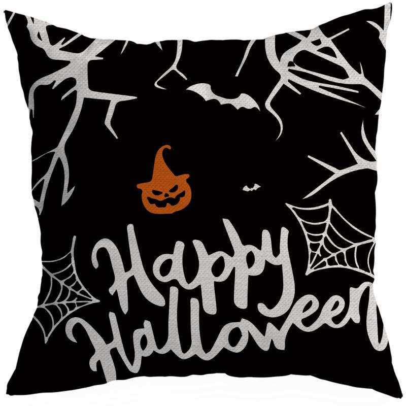 New Style 45x45cm Halloween Cushion Cover Linen Pillowcase Pumpkin Grimace Print Festival Party Decorative Pillow Covers, 1PC