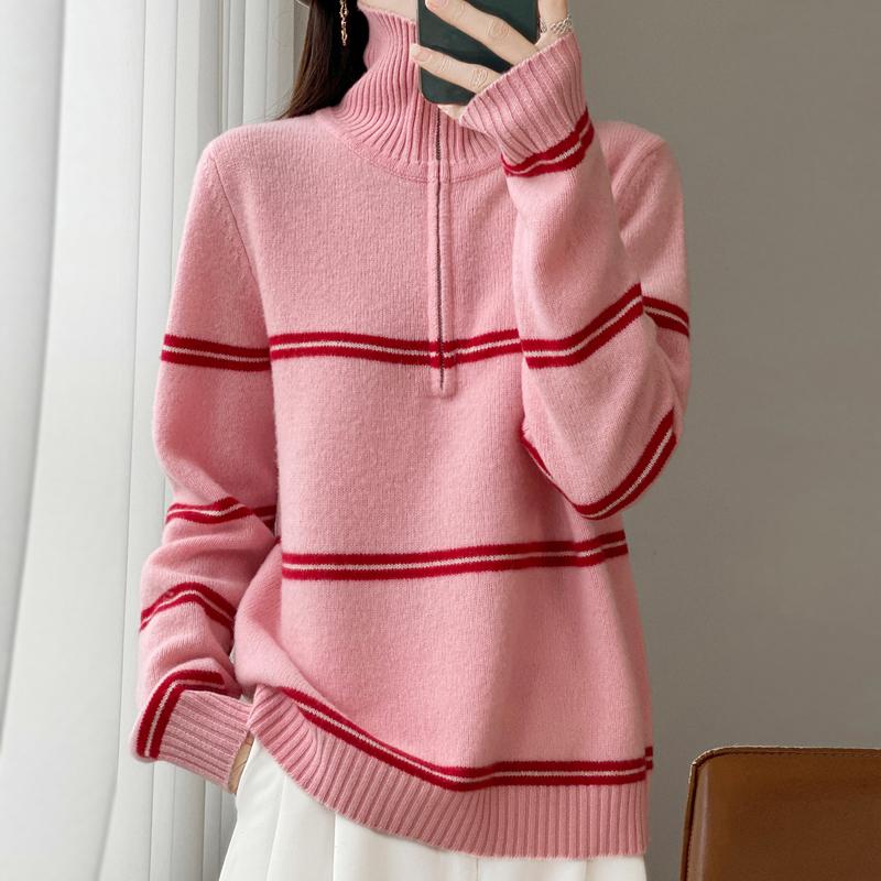 Women Sweater 100% Wool TIDENOVEL Turtleneck Knit Pullover Turn-down Collar Thick Winter Jumpers Female Knit Tops