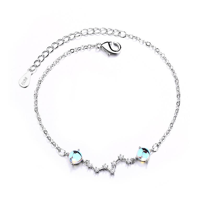 VENTFILLE 925 Sterling Silver Star Bracelet Fashion Korean Five-pointed Star Crystal Double Bracelet