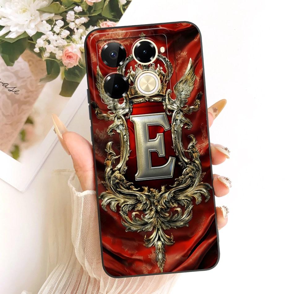 For Infinix Note 40 Pro 4G 5G / Note 40 Pro+ / Note40 X6853 Feather Crown Initial Letter Phone Case Soft Silicone Covers Bumpers