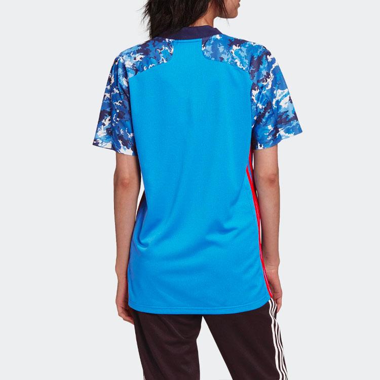 Adidas Футболка с коротким рукавом и V-образным вырезом Japan Home Fan Tie-Dye, женская, синяя ED7364