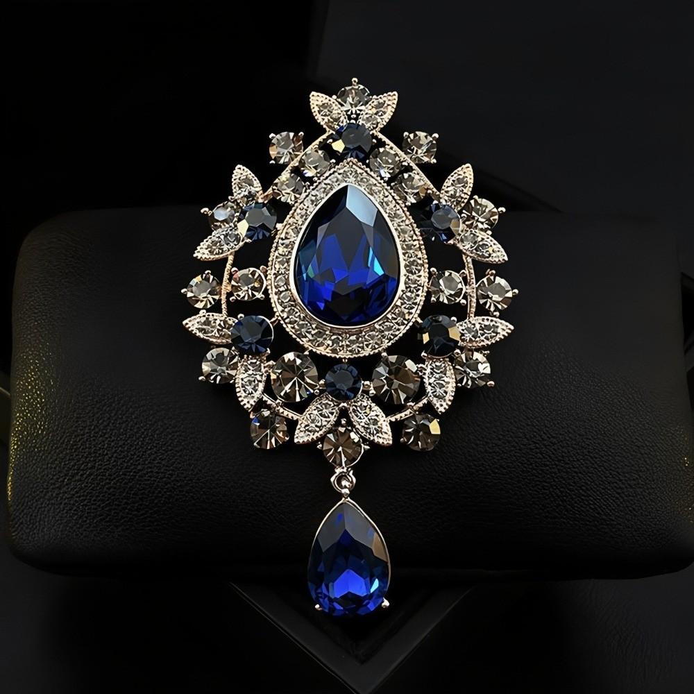 Zinc Alloy Zircon Crystal Brooch Retro Palace Style Pendant Brooch New Corsage Pins Wedding
