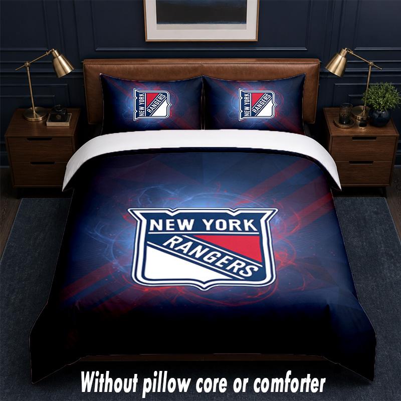 New York Rangers Design Bed Bedding Set 1 Duvet Cover + 2 Pillowcases Soft Breathable Household Bed Linens