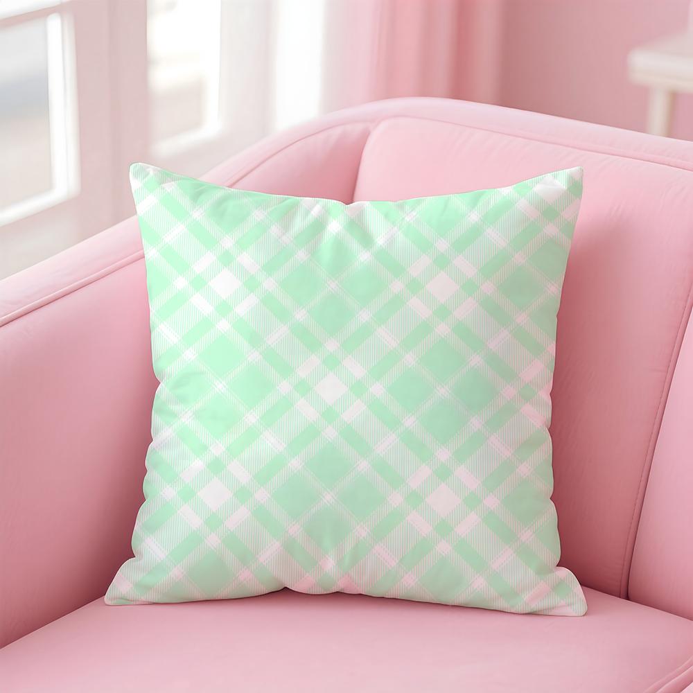 simple Monochromatic check pattern Cushion Cover Pillow Case Soft Skin Friendly Fabric Concealed Zipper