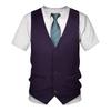 Boys Funny 3D Vest Tie Pattern Printed T Shirt Round Neck Short Sleeve Casual Top