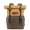 Vintage Waterproof Roll-Top Hiking Backpack - Large Capacity Canvas Outdoor Bag