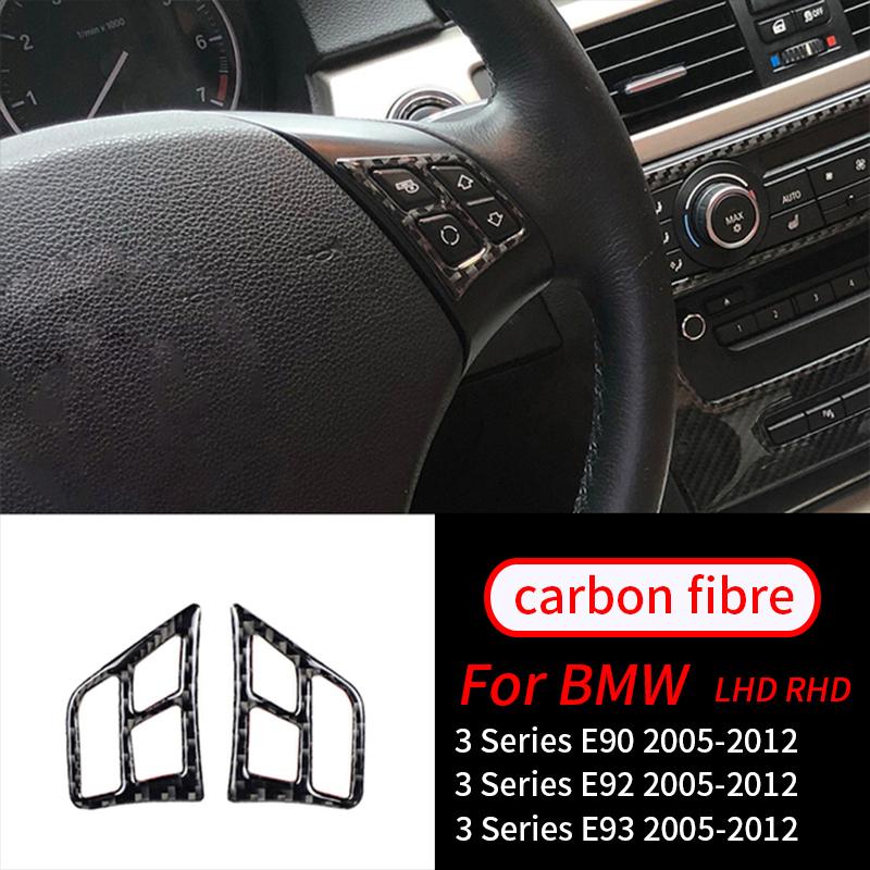 Для BMW E90 E92 E93 3 серии 2005-2012 2 шт., рамка из настоящего углеродного волокна, декоративная рамка на руле автомобиля