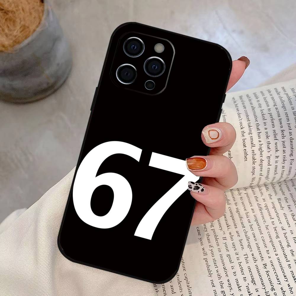 Чехол для телефона Six Seven 67 для iPhone 17,16,15,14,13,12,11 Plus,Pro Max,XS,Мягкий силиконовый черный чехол