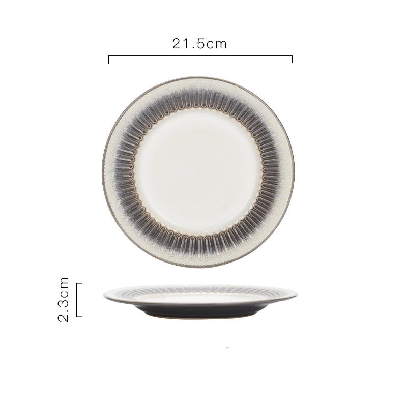 Круглая керамическая тарелка в стиле легкой роскоши, высококлассная ресторанная тарелка для стейка, домашняя тарелка для вкусных блюд, уникальная посуда