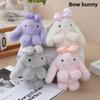 Stuffed Animal Bunny With Bow Keychain Pp Cotton Filling Key Chain