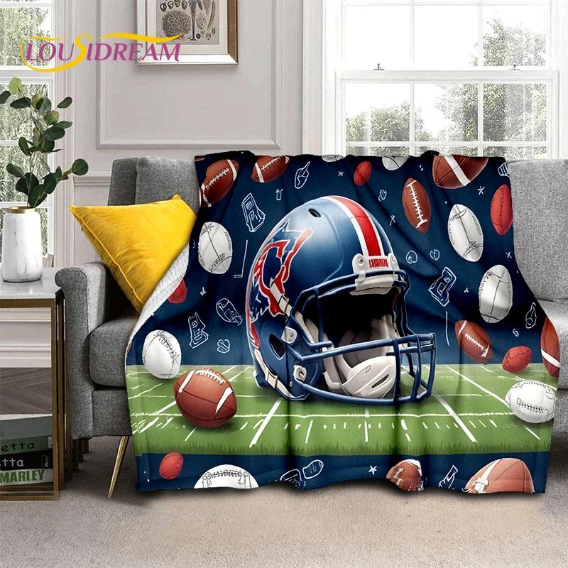 3D Rugby Field Rugby American Football Cartoon 2026 Soft Blanket,Soft Throw Blanket for Home Bedroom Bed Sofa Travel Cover Child