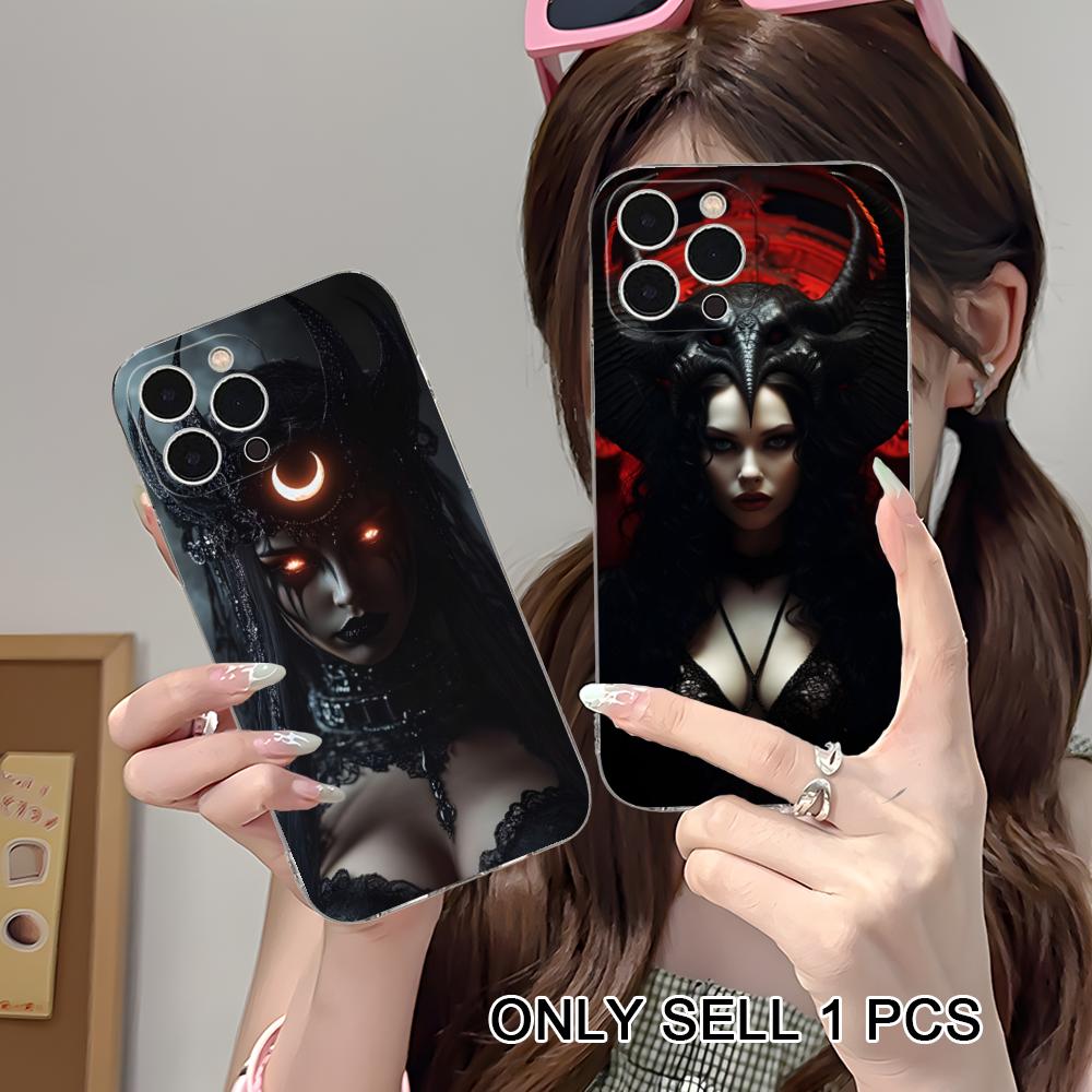 Dark Goddess Lilith Phone Case for iPhone 17 16 15 14 13 12 11 X XR XS Air Pro Max Plus Mini Soft TPU Clear Cover