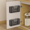 Black Iron Wall-Mounted Storage Box with Punch-Free Installation - Two Baskets for Kitchen and Bathroom