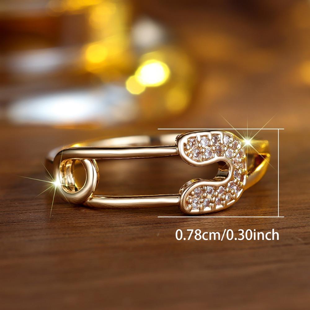 Креативные кольца-скрепки золотого цвета для женщин, циркониевые свадебные помолвочные украшения в подарок