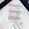Pure Hand-dressed Armor Spring and Summer New Summer Blue Sea Ice-transparent Cat Eye Pure and Lustful Manicure Sticker