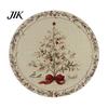Round Washable Placemats Christmas Placemat, 14 Inch Festive Pattern Anti Slip Tabletop Protector, Party Table Setting Heat Insulation Place