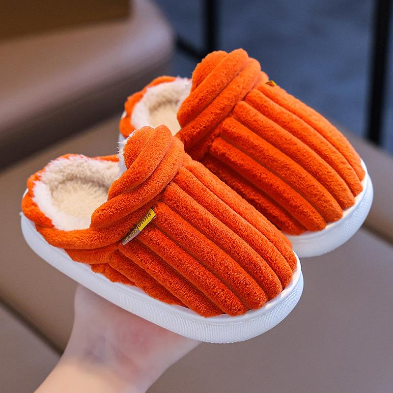 22-45 Children's Cotton Slippers Winter Boys' Baby Bag Heel, Warm Indoor Home Furnishings Children's Women's Cotton Shoes Hairy Shoes