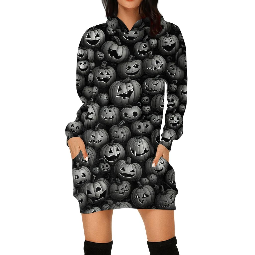 Women's Fashion Loose Casual Pocket Long Sleeve Hoodie Printed Sweatshirt Top