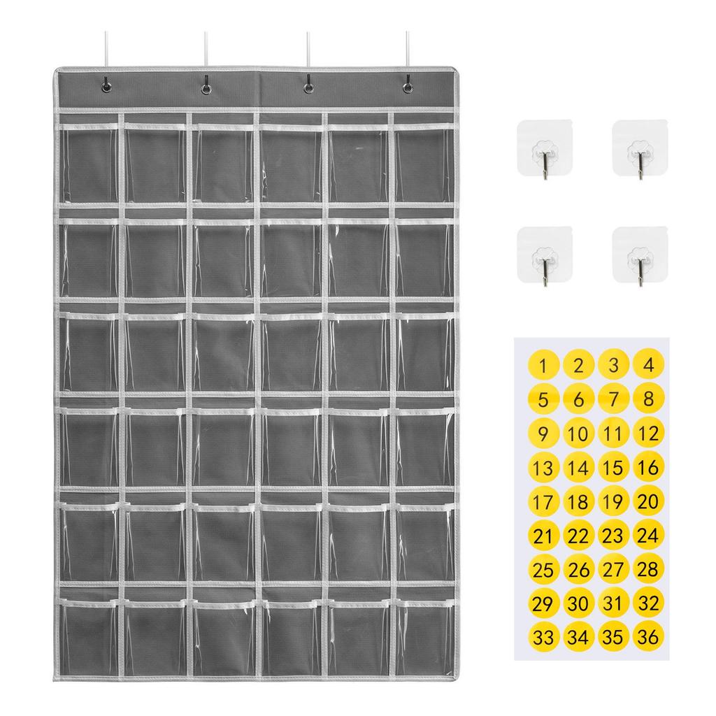 Прозрачный подвесной органайзер с 36 карманами для мобильных телефонов и канцелярских принадлежностей для классных комнат