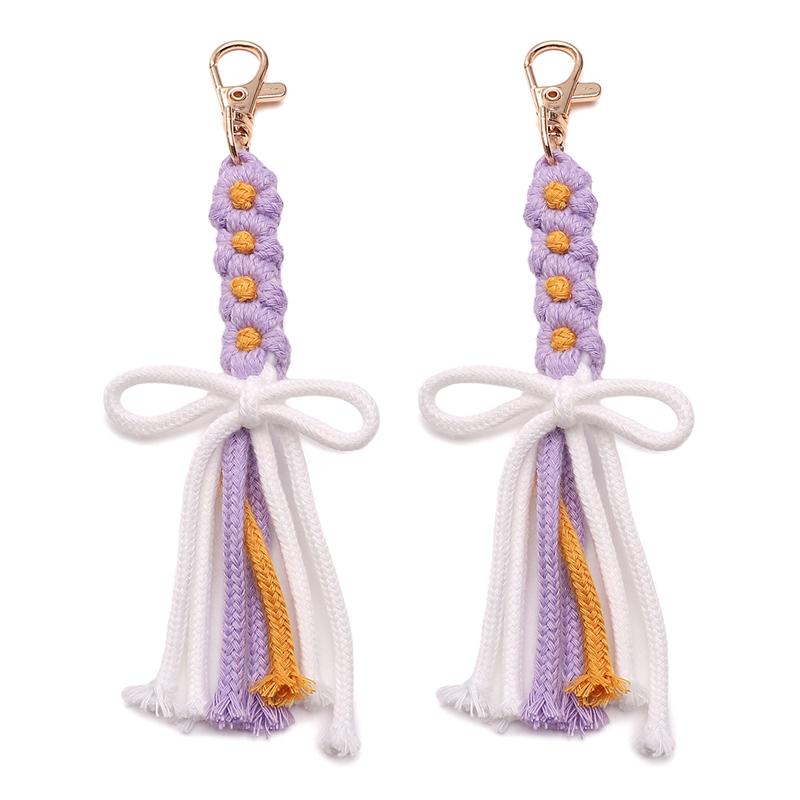 1pc/bag Alloy + Cotton Rope Daisy Key Chain DIY Craft Accessories