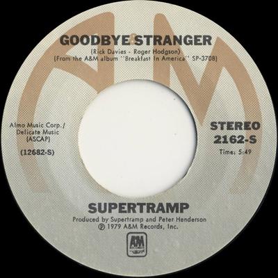 7-дюймовая пластинка SUPERTRAMP Goodbye Stranger 2162S AM Records 1979 США Рок Б/у