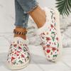 Fashion Comemore Large Size Cotton Shoes Winter New Padded Thickening Slip On Boots Casual Flat Bottom Printing Round Head Women's Shoes